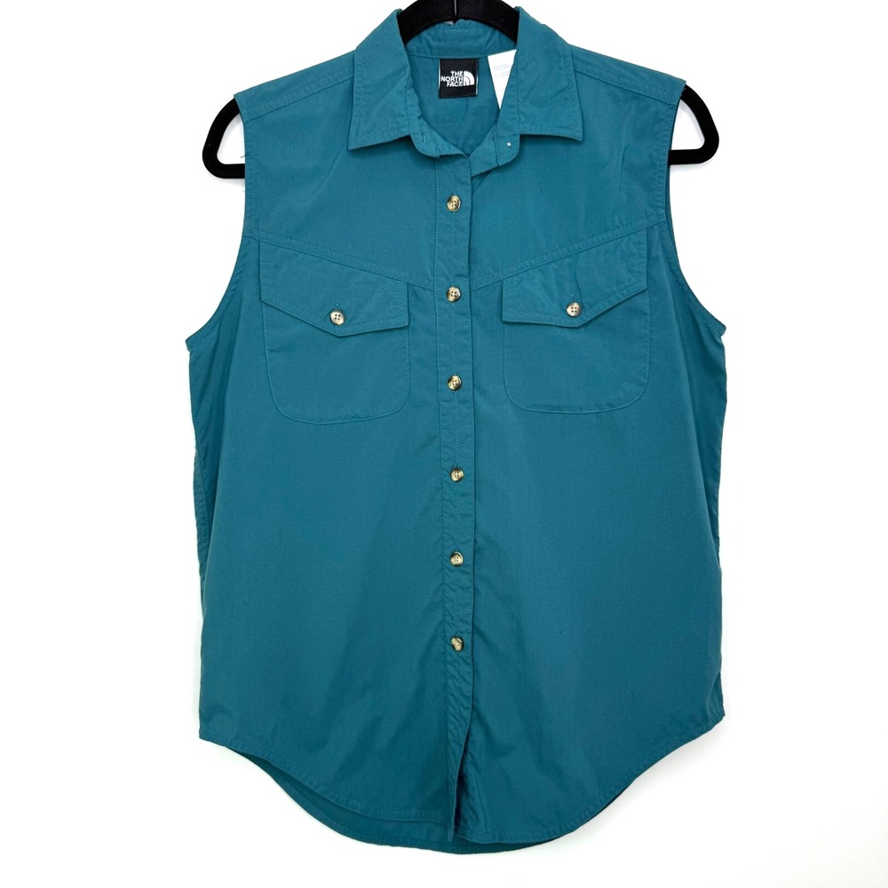 The North Face Women's Sleeveless Shirt‎ M Teal Nylon Utility Outdoor Hiking Top